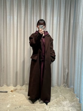 「PRANK PROJECT（プランクプロジェクト）の【2026Autumn Pre-Order】カシミヤブレンドワイドショルダーコート / Cashmere Blend Wide Shoulder Coat（チェスターコート、ブラウン系）」を使った、PRANK PROJECTさん（レディース・158cm）の秋コーディネート