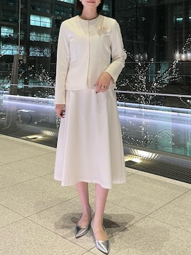 「NOLLEY’S（ノーリーズ）のアイテム（ノーカラージャケット）」を使った、nanaさん（レディース・163cm）の冬コーディネート