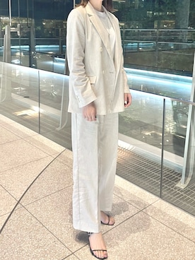 「麻ジャケット」｜nanaさん（レディース・163cm）の春コーディネート