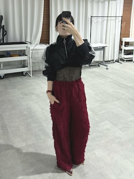 「クロップドトップス」｜「アイテム（ブルゾン）」を使った、moeko0212さん（レディース・153cm）の夏コーディネート