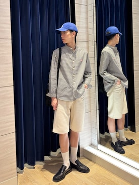 「DANTON（ダントン）の【DANTON/ダントン】BAND COLLAR SHIRT（DT-B0280 OXP）（シャツ/ブラウス、ブラック系）」を使った、やまだ りさん（メンズ・173cm）の秋コーディネート