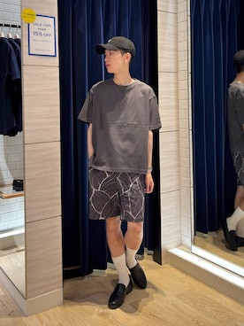 「NOLLEY’S（ノーリーズ）の【BECシリーズ】コンパクトコーマ ワイドシルエットＴシャツ 26SS（Tシャツ/カットソー、グレー系）」を使った、やまだ りさん（メンズ・173cm）の夏コーディネート
