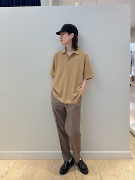 「アイテム（ポロシャツ、ベージュ系）」を使った、やまだ りさん（メンズ・173cm）の夏コーディネート