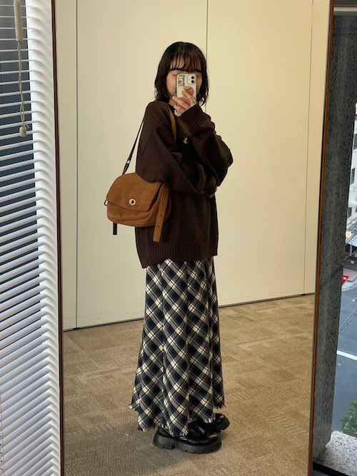 チェック柄マーメイドスカート