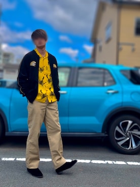 「AVIREX（アヴィレックス）のアイテム（スタジャン）」を使った、HEY!HEY!さん（メンズ・183cm）の春コーディネート