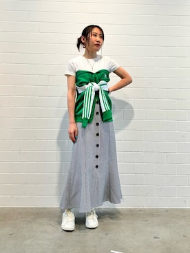 「マーメイドスカート」｜「アイテム（ナイロンジャケット）」を使った、STさん（レディース・159cm）の夏コーディネート