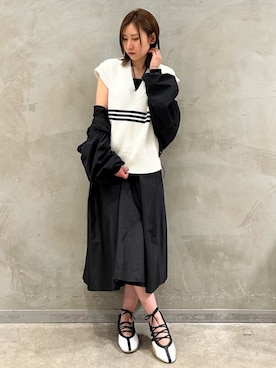 「ニットベスト」｜「アイテム（ジャケット/アウター）」を使った、STさん（レディース・159cm）の春コーディネート