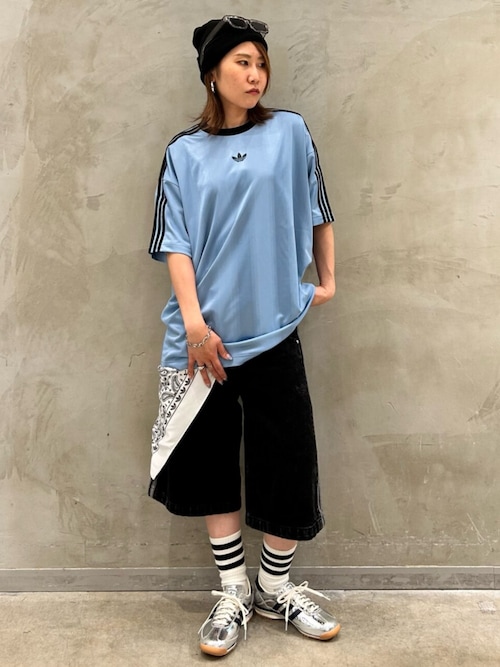 【34インチ】adidas Originalsワイドデニムファイヤーハーフパンツ adidas パンツ アディカラー デニム ファイヤーバードショーツ