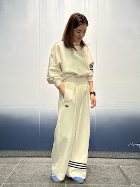 「adidas（アディダス）のアディカラー Neuclassics オーバーサイズ ハイネックスウェット / アディダスオリジナルス adidas Originals（スウェット、ホワイト系）」を使った、KSさん（レディース・162cm）の秋コーディネート