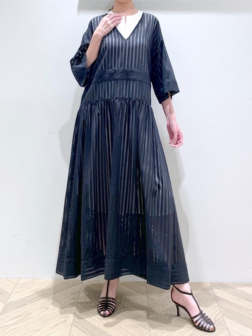 セール】シャドーストライプ/楊柳 レイヤードワンピース（ワンピース  