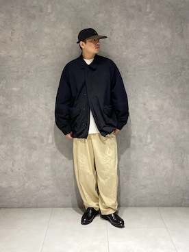 「Snow Peak（スノーピーク）の『別注』Snow Peak Apparel×DOORS　NYLON WASHER JACKET（ナイロンジャケット、ブラック系）」を使った、たいようさん（メンズ・170cm）の春コーディネート