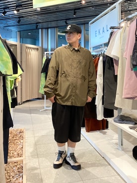 「EKAL（エカル）のアイテム（キャップ）」を使った、たいようさん（メンズ・170cm）の春コーディネート