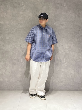 「URBAN RESEARCH DOORS（アーバンリサーチドアーズ）のDANTON　SHORT SLEEVE SHIRTS（シャツ/ブラウス、ブルー系）」を使った、たいようさん（メンズ・170cm）の春コーディネート