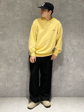 「アイテム（サンダル、パープル系）」を使った、たいようさん（メンズ・170cm）の秋コーディネート