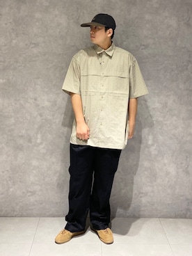「アイテム（スニーカー、ブラウン系）」を使った、たいようさん（メンズ・170cm）の夏コーディネート