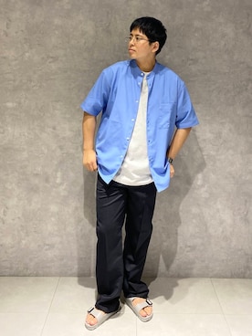 「ブルーシャツ」｜たいようさん（メンズ・170cm）の夏コーディネート