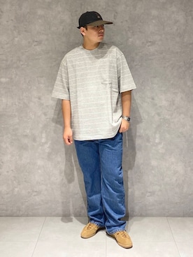 「アイテム（スニーカー、ブラウン系）」を使った、たいようさん（メンズ・170cm）の夏コーディネート