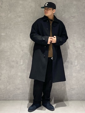 「アイテム（ステンカラーコート）」を使った、たいようさん（メンズ・170cm）の冬コーディネート