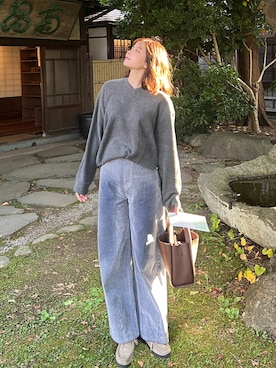 「アイテム（モカシン/デッキシューズ）」を使った、なかひなさん（レディース・160cm）の秋コーディネート