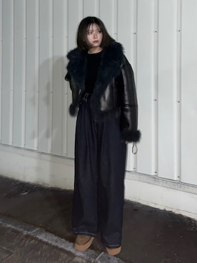 「アイテム（ムートンコート）」を使った、なかひなさん（レディース・160cm・20代）の冬コーディネート