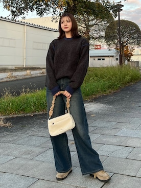 「アイテム（モカシン/デッキシューズ）」を使った、なかひなさん（レディース・160cm）の秋コーディネート