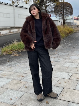 「アイテム（スリッポン）」を使った、なかひなさん（レディース・160cm）の冬コーディネート