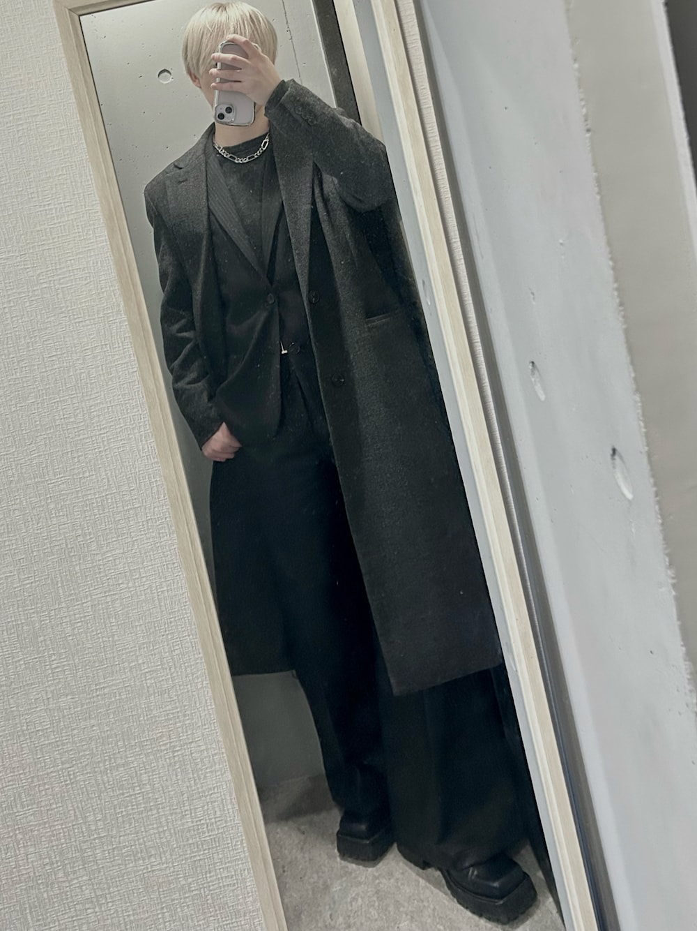 CLEL】Wool Blend Herringbone Tweed Coat / ウールブレンド
