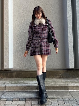 「ツイード」｜amiさん（レディース・158cm）の秋コーディネート