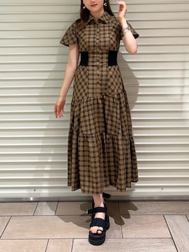 「CALNAMUR（カルナムール）のアイテム（ワンピース/ドレス）」を使った、amiさん（レディース・158cm）の夏コーディネート
