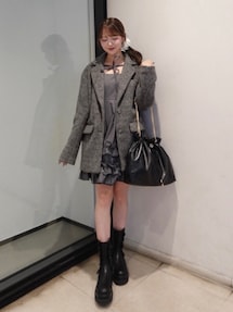 CALNAMUR ミニフリルノースリーブワンピース 黒 藤田ニコル Myurina