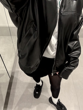 「アイテム（ライダースジャケット）」を使った、⌇ 𝙎𝘼𝙔𝘼𝙆𝘼 ⌇さん（レディース・155cm）の秋コーディネート