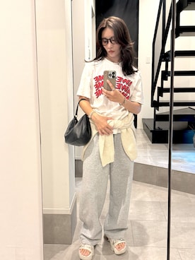 「アイテム（スウェットパンツ）」を使った、⌇ 𝙎𝘼𝙔𝘼𝙆𝘼 ⌇さん（レディース・155cm）の夏コーディネート