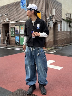 「アイテム（バンダナ/スカーフ）」を使った、Syunyaさん（メンズ・179cm）の夏コーディネート