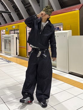 「アイテム（ニットキャップ/ビーニー）」を使った、Syunyaさん（メンズ・179cm）の秋コーディネート