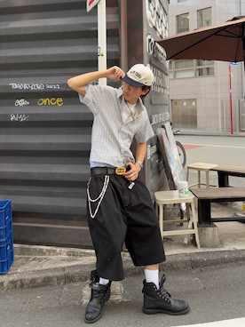 「RED KAP（レッドキャップ）のアイテム（パンツ）」を使った、Syunyaさん（メンズ・179cm）の夏コーディネート
