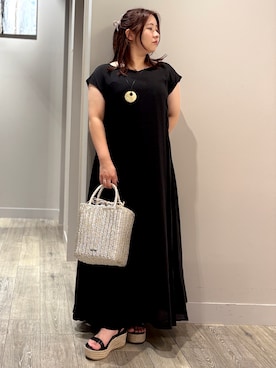 「abahouse mavie（アバハウスマヴィ）の2枚仕立てシアーワンピース（ワンピース、ブラック系）」を使った、natsuki20190601さん（レディース・147cm）の夏コーディネート