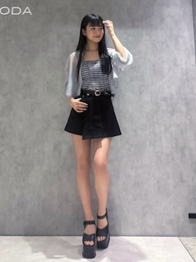 「EMODA（エモダ）のアイテム（パンツ）」を使った、生塩和紗さん（レディース・157cm）の春コーディネート