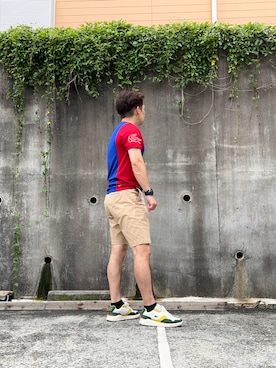「アイテム（チノパンツ、ゴールド系）」を使った、lacosteojiさん（メンズ・170cm）の夏コーディネート
