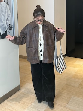 「Ungrid（アングリッド）のアイテム（ブルゾン）」を使った、後藤茉耶さん（レディース・154cm）の秋コーディネート