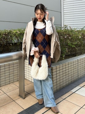 「Ungrid（アングリッド）のアイテム（ブルゾン）」を使った、後藤茉耶さん（レディース・154cm）の秋コーディネート