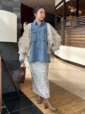 「Ungrid（アングリッド）のアイテム（カーディガン/ボレロ）」を使った、後藤茉耶さん（レディース・154cm）の秋コーディネート