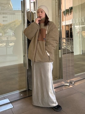 「アイテム（ダウンジャケット/コート）」を使った、後藤茉耶さん（レディース・154cm）の秋コーディネート