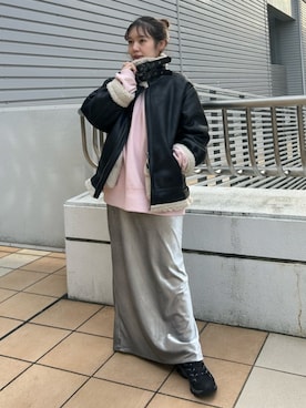 「アイテム（ムートンコート）」を使った、後藤茉耶さん（レディース・154cm）の秋コーディネート