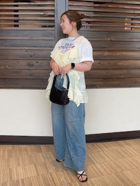 「アイテム（キャミソール、イエロー系）」を使った、後藤茉耶さん（レディース・154cm）の夏コーディネート