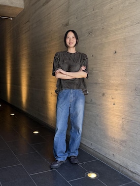 「Saturdays NYC（サタデーズ ニューヨークシティ ）のTakeru Denim Pant（デニムパンツ、ブルー系）」を使った、EMIさん（レディース・165cm）の夏コーディネート