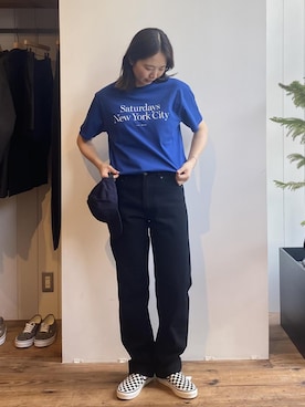 「Saturdays NYC（サタデーズ ニューヨークシティ ）のアイテム（キャップ）」を使った、EMIさん（レディース・165cm）の夏コーディネート