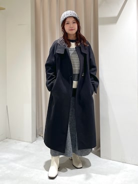 「ラフコーデ」｜「アイテム（ステンカラーコート）」を使った、harunaさん（レディース・149cm）の冬コーディネート