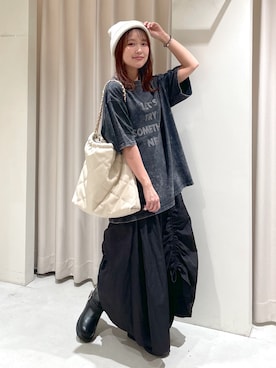 「ブルべ夏」｜「アイテム（ニットキャップ/ビーニー）」を使った、harunaさん（レディース・149cm）の夏コーディネート