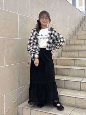 「FREE'S MART（フリーズマート）のアイテム（スカート）」を使った、harunaさん（レディース・149cm）の夏コーディネート