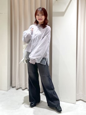 「ブルべ夏」｜「アイテム（スウェット）」を使った、harunaさん（レディース・149cm）の秋コーディネート